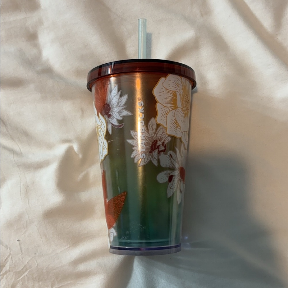 Starbucks Floral Tumbler with Straw